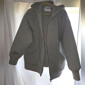 ZARA Neoprene Effect Jacket in Gray, Size L